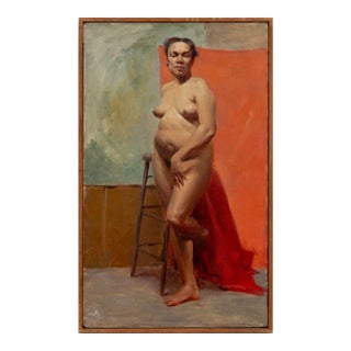 John DelMonte Standing Female Nude Oil, 1957 For Sale