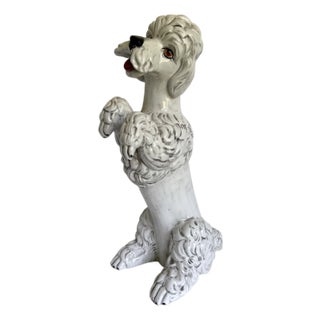Vintage Italian Ceramic Standing Poodle Dog Sculpture For Sale