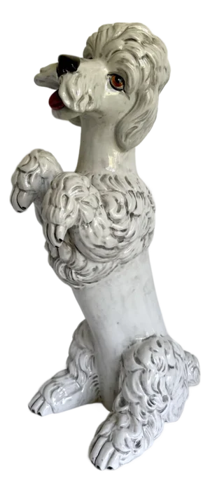 Vintage Italian Ceramic Standing Poodle Dog Sculpture