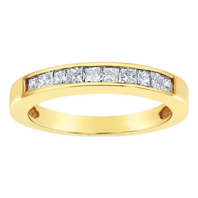 Half Carat Princess Cut Diamond Wedding Band, Size 6.5 For Sale