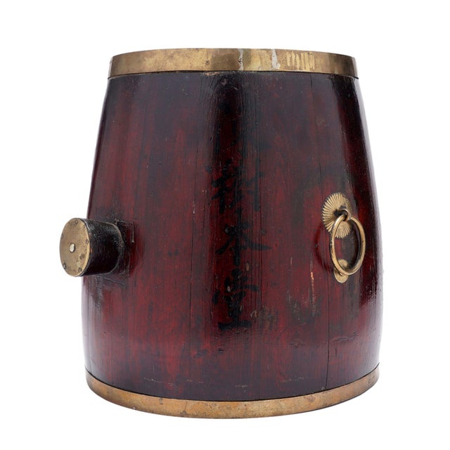Chinese Barrel Form Brass Bound Stave Constructed Grain Measure, C. 1915 For Sale - Image 10 of 12