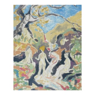 Contemporary Expressionist Female Nudes in Forest Painting For Sale