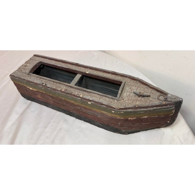Folk Art Antique Early 19th Century Handmade Carved Polychrome Wooden Folk Art Model Boat For Sale - Image 3 of 18