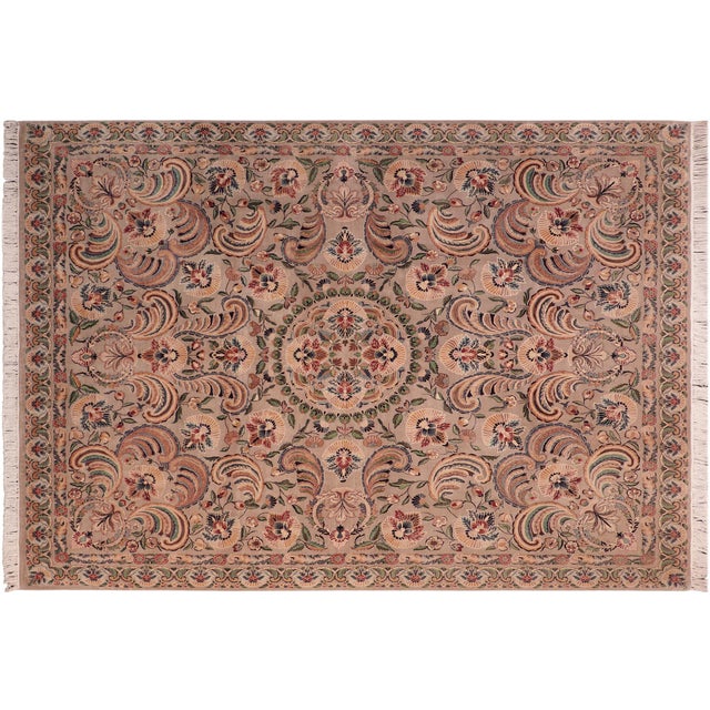 One of a Kind Floral Pak-Persian Gray/Tan Wool Rug - 8'1'' X 10'4'' For Sale - Image 9 of 9
