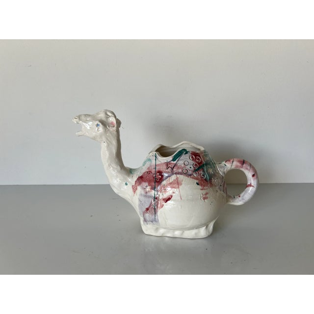 Abstract 80's Vintage Sculptural Camel- Shape Art Pottery , Signed For Sale - Image 3 of 11