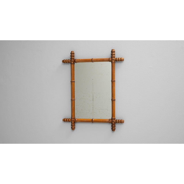 Wood 19th Century France Tan Wood Mirror For Sale - Image 7 of 8