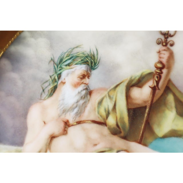 Ceramic Cabinet Plate with Poseidon on a Rock in the Ocean Motif, 1800s For Sale - Image 7 of 12