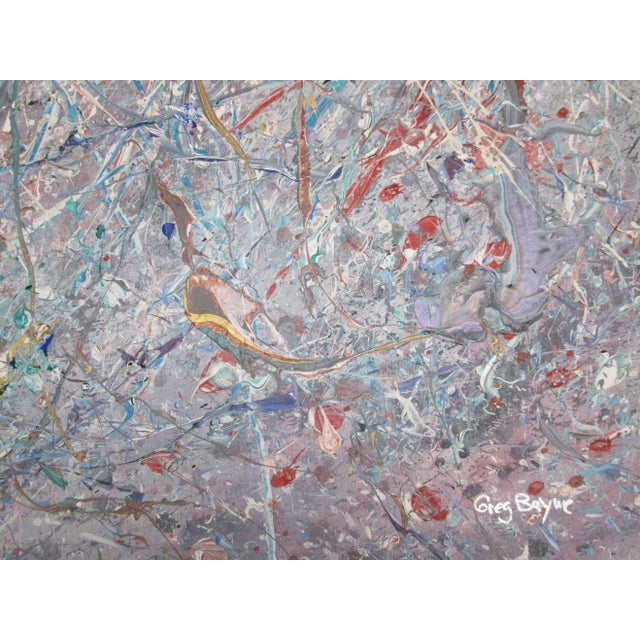 Wood Large Splatter Art With Shimmer Signed For Sale - Image 7 of 7
