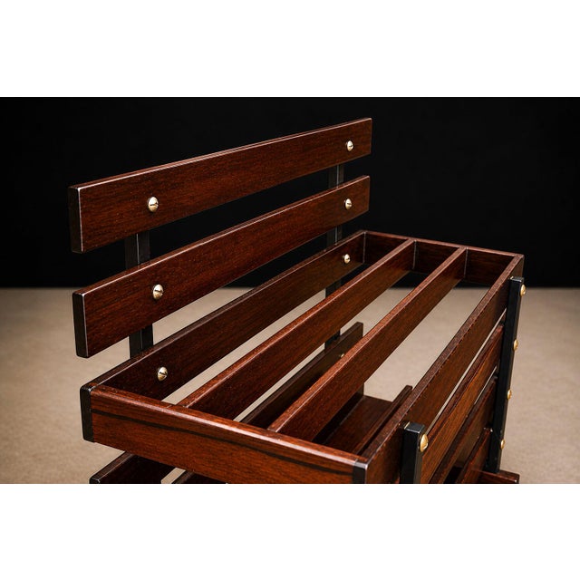 Brown Brazilian Modern Magazine Rack in Rosewood, Unknown, 1960’s For Sale - Image 8 of 13