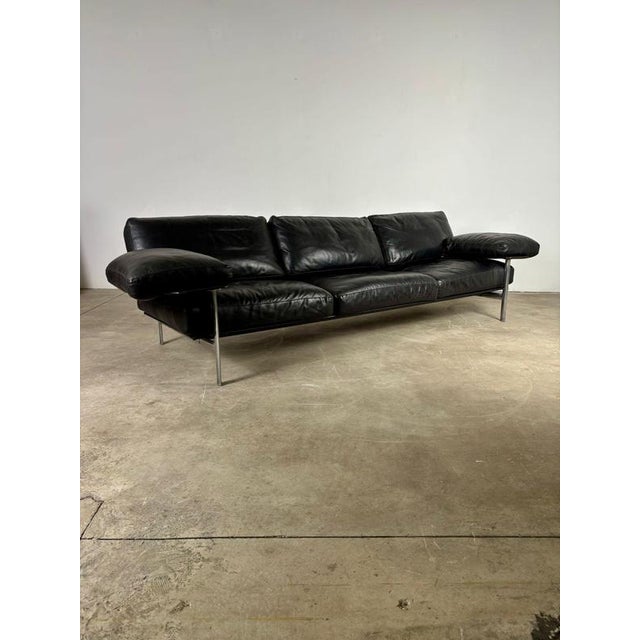 First Series Diesis Sofa in Black Leather by Antonio Citterio for B&B Italia, 1979 For Sale - Image 10 of 12