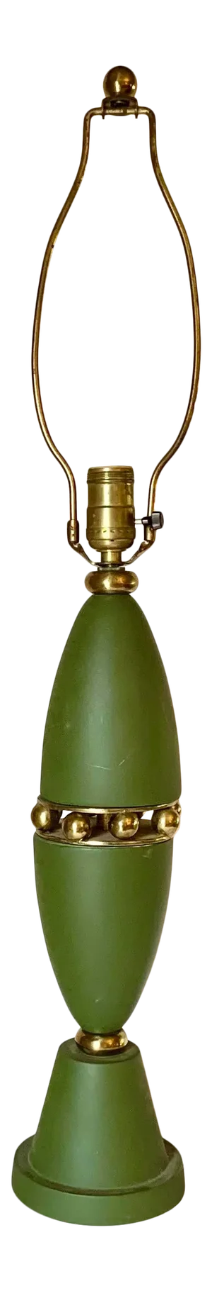 1950’s Mid-Century Modern Green and Gold Atomic Ceramic Lamp