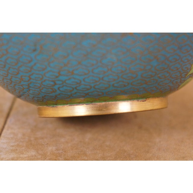 Antique Chinese Brass Cloisonne Enamel Cherry Blossom Ginger Jar Vase Urn 7" For Sale - Image 15 of 16