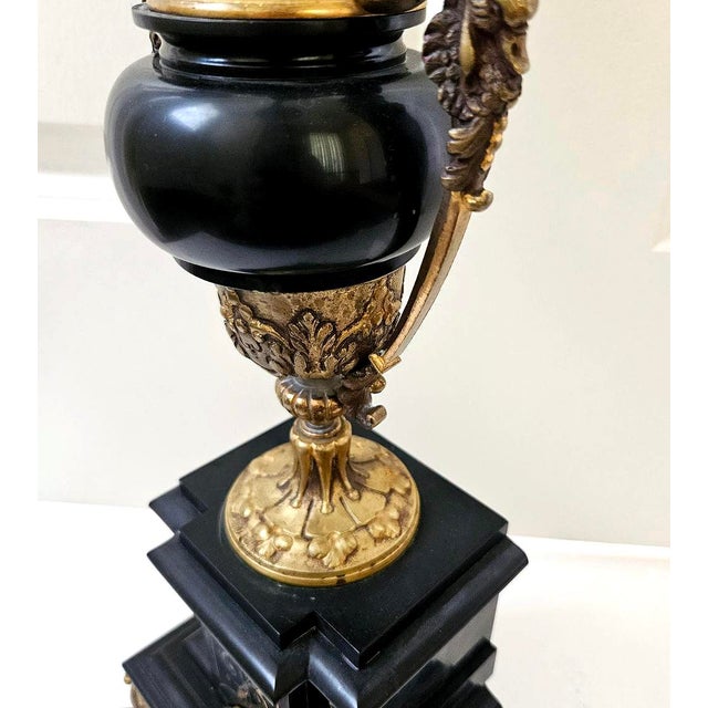 Black Antique Italian Neoclassical Gilt Bronze & Solid Black Marble Candelabra – Brevettato For Sale - Image 8 of 10