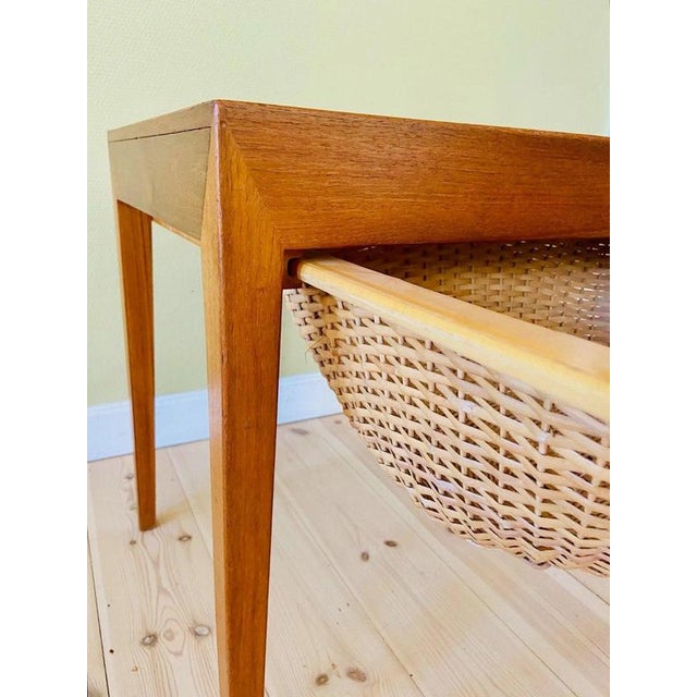Brown Vintage Danish Teak Sewing Table by Severin Hansen Jr. for Haslev Møbelfabrik, 1960s For Sale - Image 8 of 18
