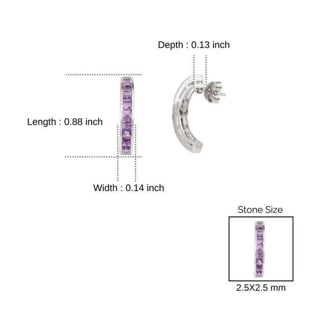 Purple Channel Set 1.74 Carat Amethyst Gemstone Vertical Curved Earrings- A Pair For Sale - Image 8 of 10