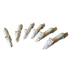 Vintage Art Deco Pfeffer Gotha Porcelain Animal/Fox Knife Rests, Set of 6