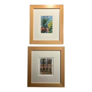 Set of Two 2001 Disney Imagineer Julie Svendsen Original Watercolor Paintings, Framed
