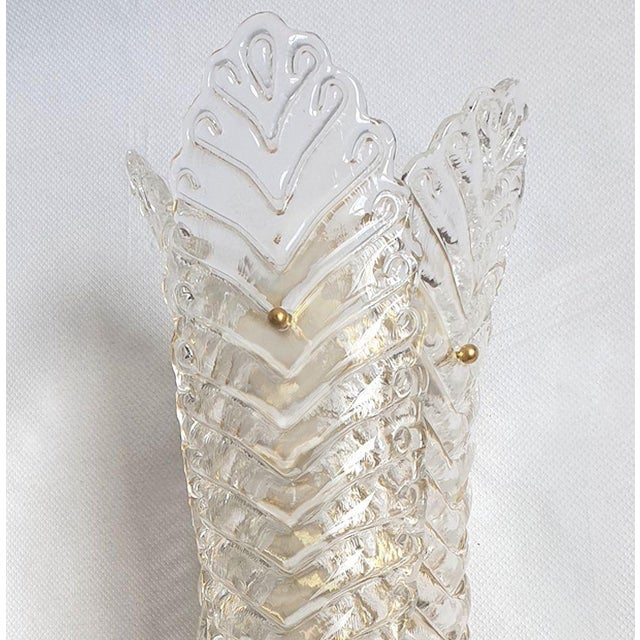 1970s Clear Murano Glass Mid Century Modern Sconces - A Pair For Sale - Image 10 of 12