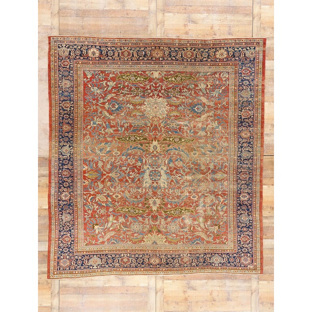 Late 19th Century Antique Persian Sultanabad Rug - 09'00 X 09'11 For Sale - Image 9 of 9