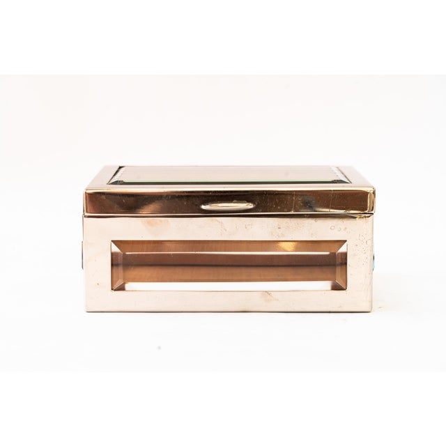 Nickel-plated, wood and cut glass Box vienna around 1920 Original condition