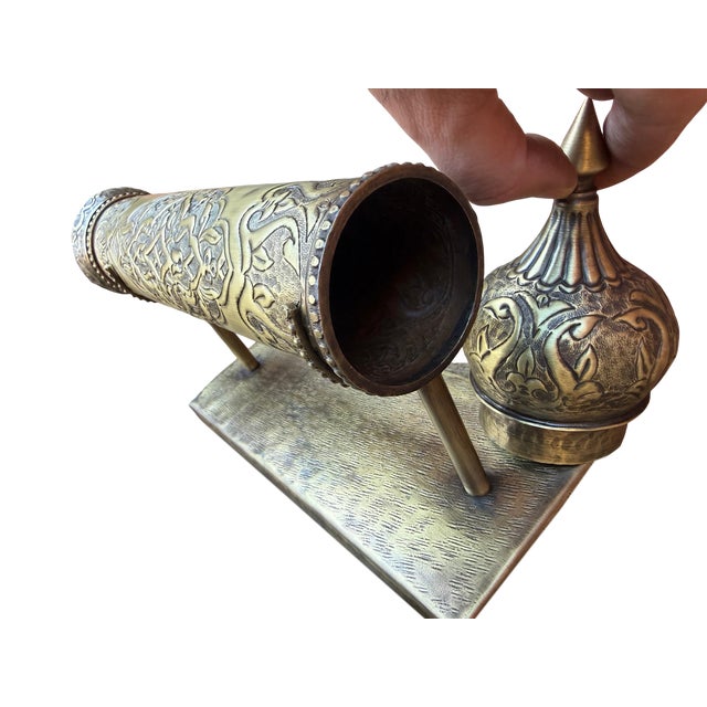 Hand Forged Brass Scroll Holder For Sale - Image 12 of 13