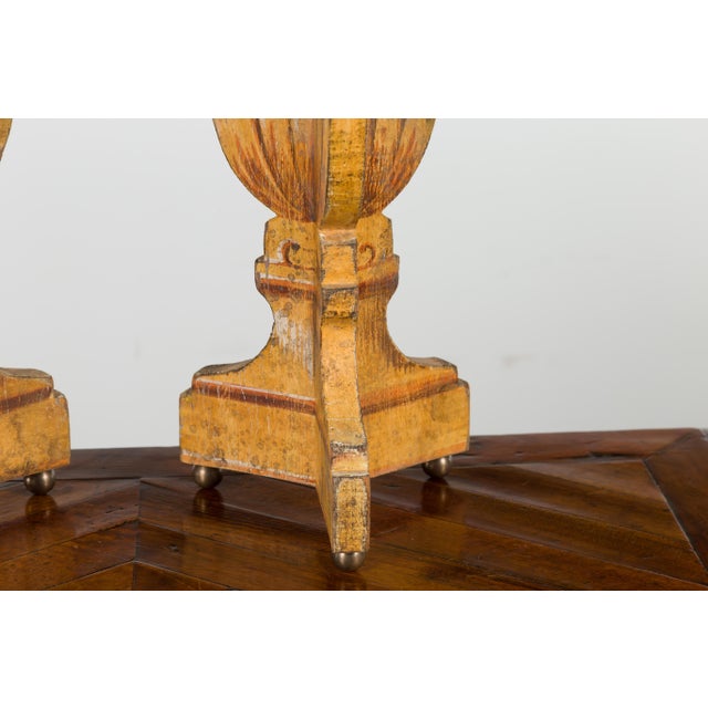 Mid-Century Modern Mid 20th Century Italian Midcentury Painted and Carved Table Lamps with Stylized Foliage - a Pair For Sale - Image 3 of 12