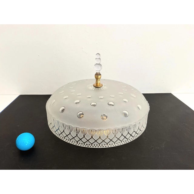 Deco Cut Glass Ceiling Light, 1940s For Sale - Image 11 of 18