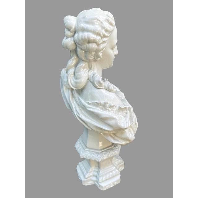 Antique Victorian 13" Figural Bust Porcelain Statue Madame Le Pompadour For Sale - Image 4 of 12
