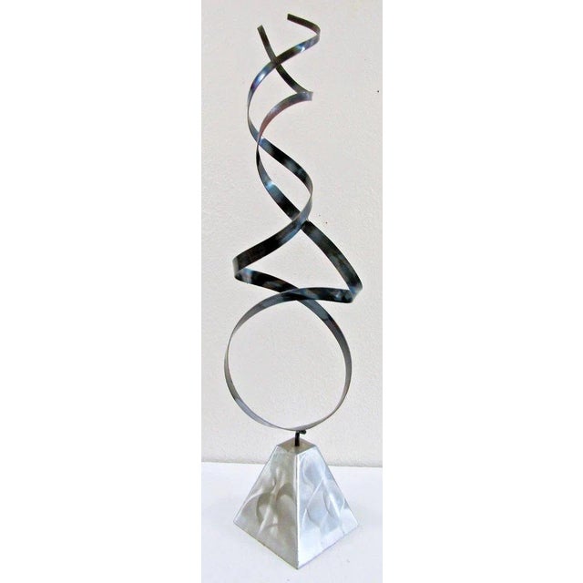 Silver 1980s Euphoric Flame Metal Sculpture 36" Tall Original Peterson Artwork For Sale - Image 8 of 12