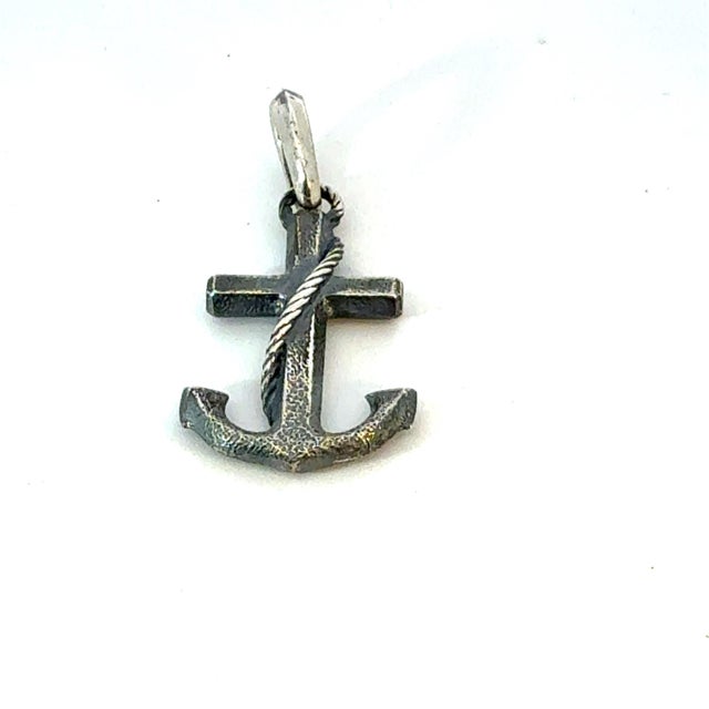 Traditional 1990s David Yurman Maritime Anchor Pendant Sterling Silver Estate For Sale - Image 3 of 6