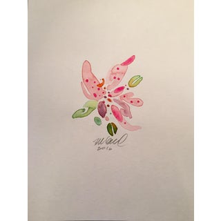 Pink Stargazer Lily Watercolor For Sale