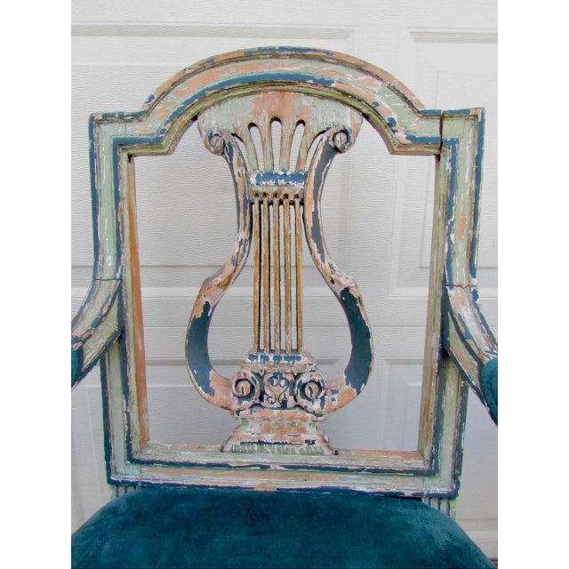 Pair of Antique French Crusty Painted Bergere Armchairs For Sale - Image 10 of 18