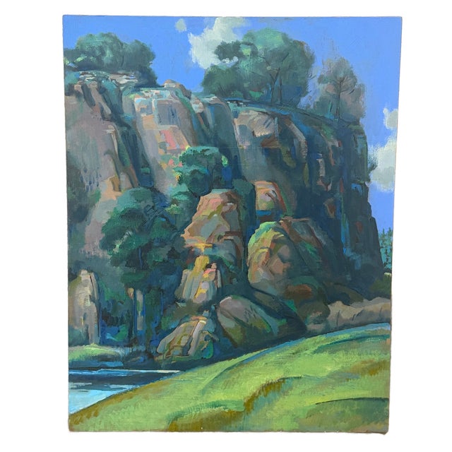 1970's Plein Air Acrylic on Canvas Painting Titled "Larchmont, Ny" - Signed and Dated For Sale In Houston - Image 6 of 6