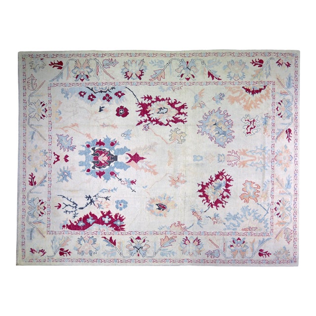 1950s Pakistani Oushak Hand Knotted Wool Rug, 10'x13' For Sale