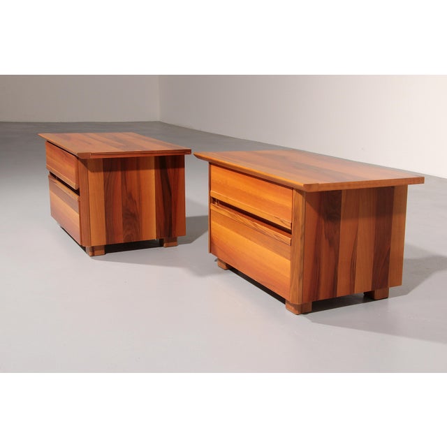 Italian Walnut Bedside Tables, 1970s, Set of 2 For Sale - Image 11 of 12