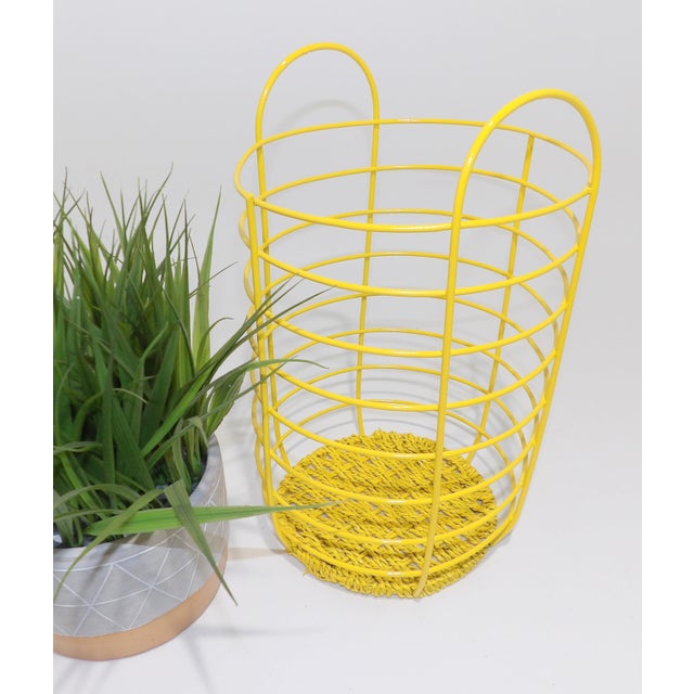 20th Century Abstract Yellow Metal Basket Chairish