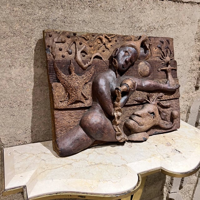 Midcentury Relief Wall Art Ceramic Pottery Sculpture For Sale - Image 4 of 12