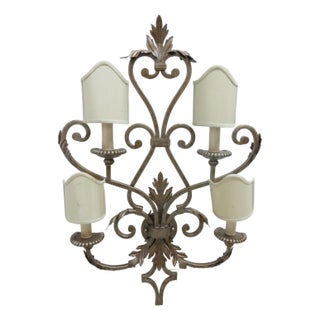 1990s Fine Art Lamps French Regency Wrought Iron Acanthus Leaf Wall Sconce Lamp A For Sale