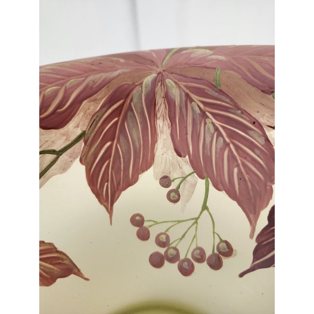 1940s Gorgeous Vaseline Tiffen Hand Painted Glass Bowl For Sale In Seattle - Image 6 of 8