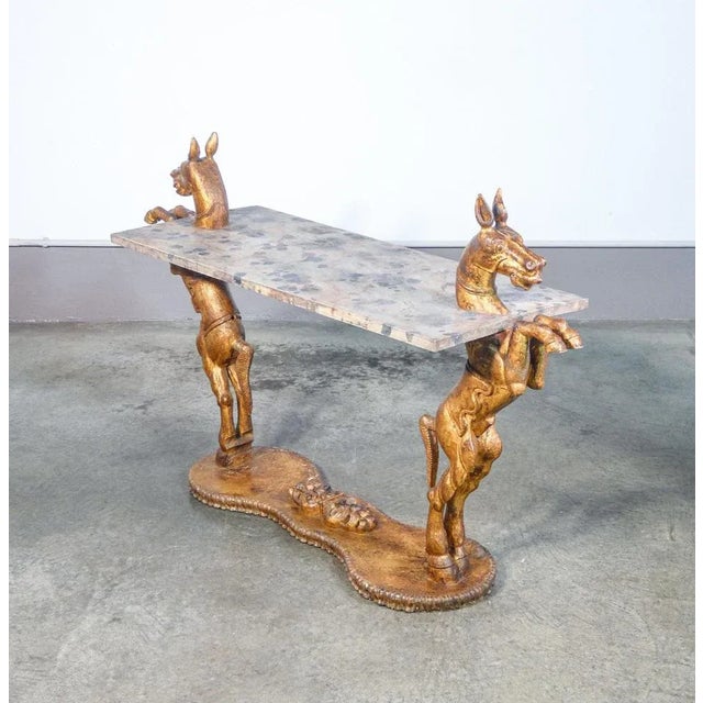 Console Table with Base with Horse Sculptures, 1890s For Sale - Image 5 of 11