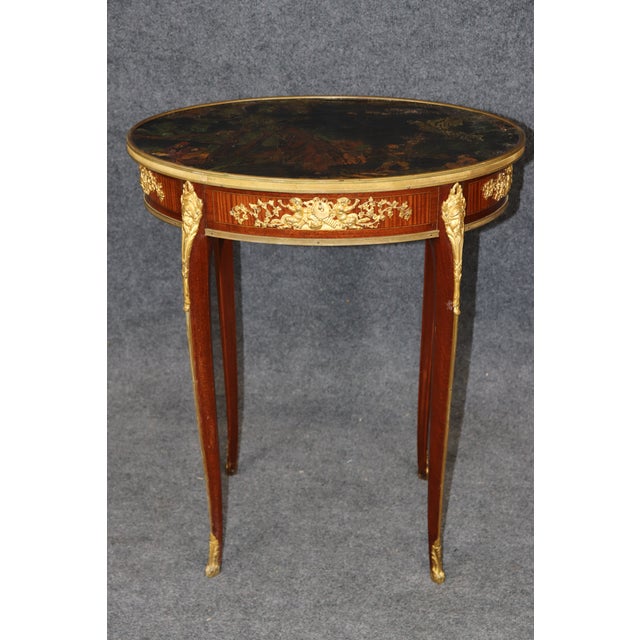 19th C Louis XV Style Bronze Ormolu Mounted End Table Chinoiserie Coromandel Top For Sale In Philadelphia - Image 6 of 14
