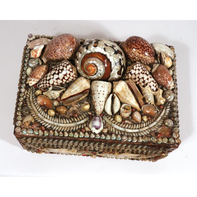 Victorian Shell Encrusted Box with Mirror and Pincushion Interior, 19th Century The Victorians knew how to make a...