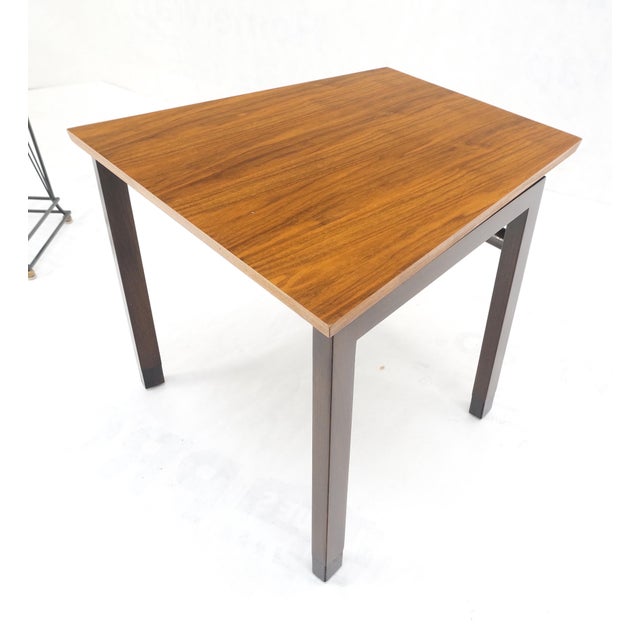 Set of Trapezoid Walnut Mid Century Modern Nesting Stacking End Side Tables MINT For Sale - Image 11 of 14