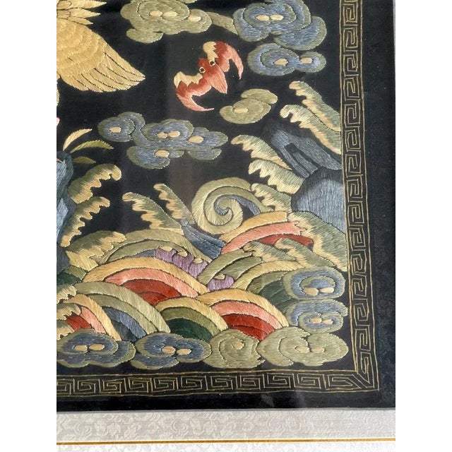 Late 19th Century Framed Chinese Qing Dynasty Embroidered Sixth Rank Badge For Sale - Image 9 of 11