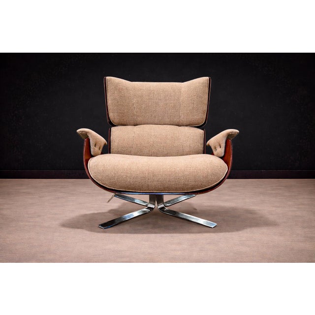 Wood Brazilian Modern "Paulistana" Armchair With Ottoman by Jorge Zalszupin, C. 1959 - Lot 802a For Sale - Image 7 of 18