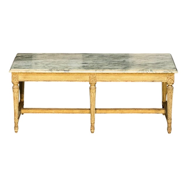French Coffee Table with Marble Top, 1920s For Sale