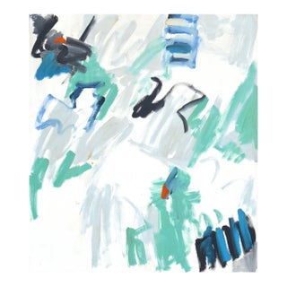 Large-Scale Abstract Expressionism With Aqua, Teal, Grey, & White by d.s. Silver For Sale