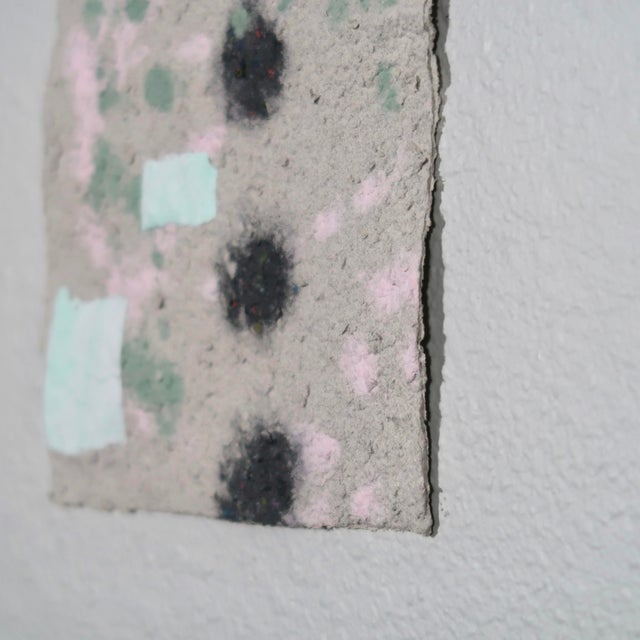 Contemporary Abstract Fiber Base Mixed Media Painting With Geometric Forms in Soft Pink, Mint, and Black by Casey R Klein For Sale - Image 12 of 17