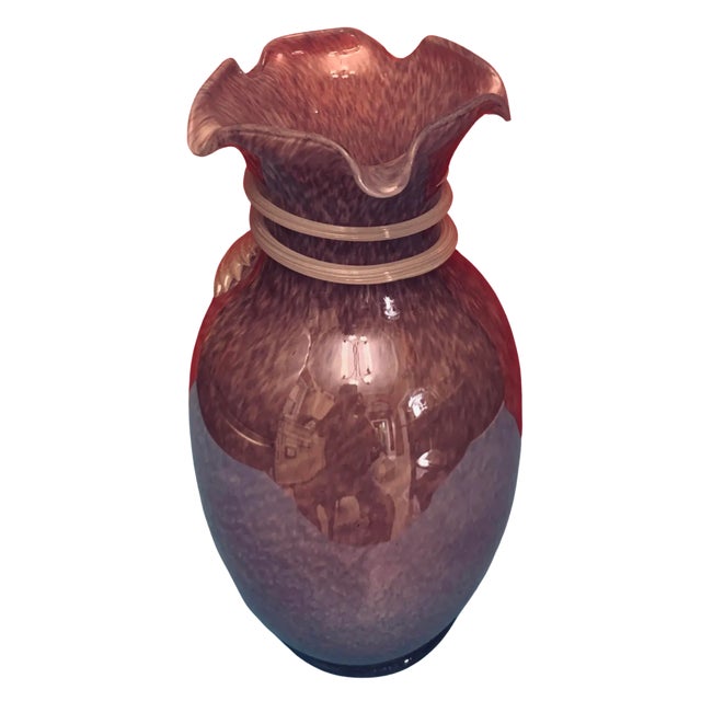 Glass Art Glass Purple Vase White Glass Swirl For Sale - Image 7 of 12