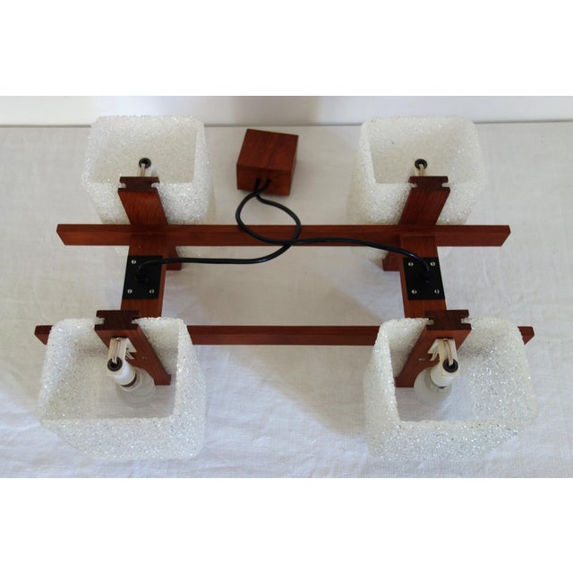 Brown Scandinavian Chandelier in Acrylic Glass and Teak, 1960s For Sale - Image 8 of 12